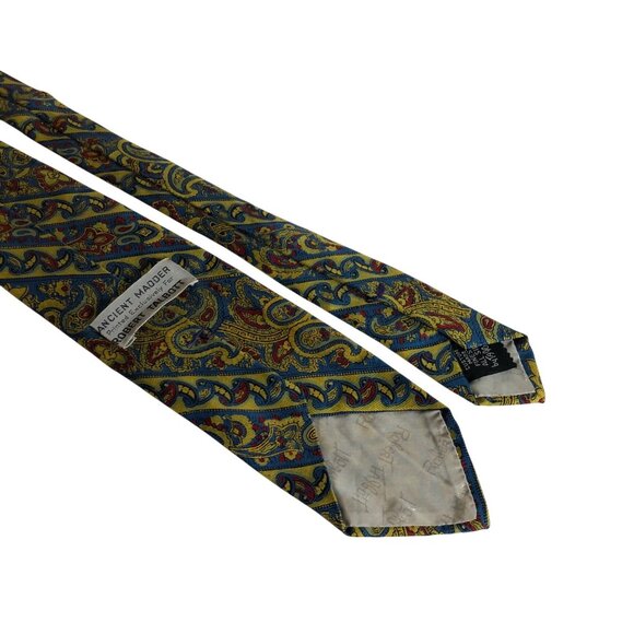 Robert Talbott Ancient Madder Silk Tie Blue Yellow Paisley Mens Necktie Office - Picture 2 of 8